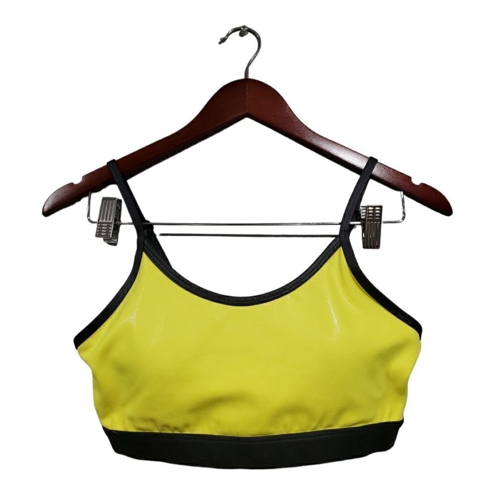 Zyia Active Neon Yellow Metallic Light N Tight Adjustable Strap Sports Bra Sz M